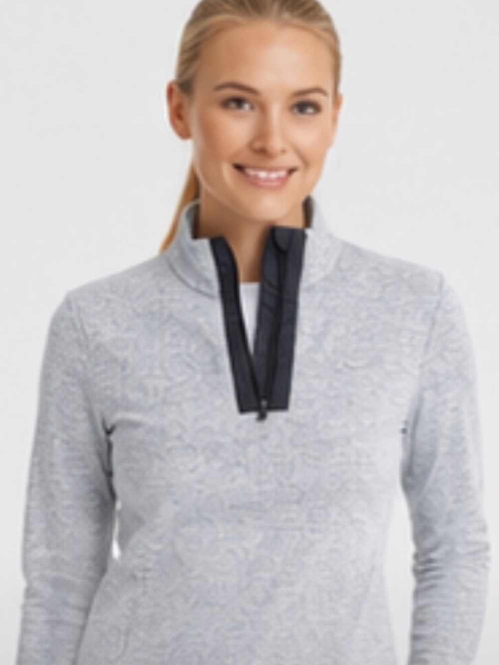 KJUS Forum Half Zip Pullover Gray Herringbone Women's Size M
